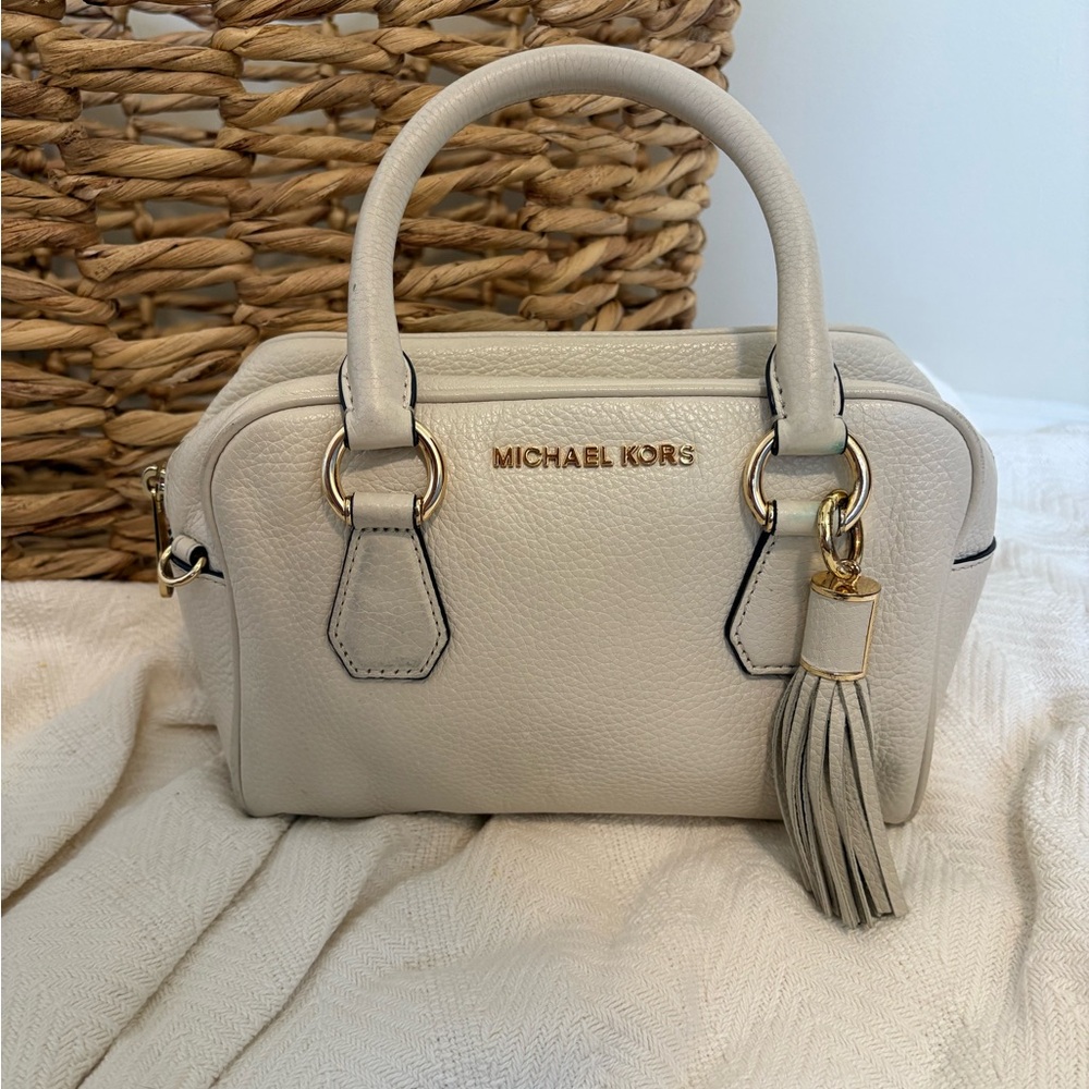 Michael Kors Cream Satchel with Gold Hardware